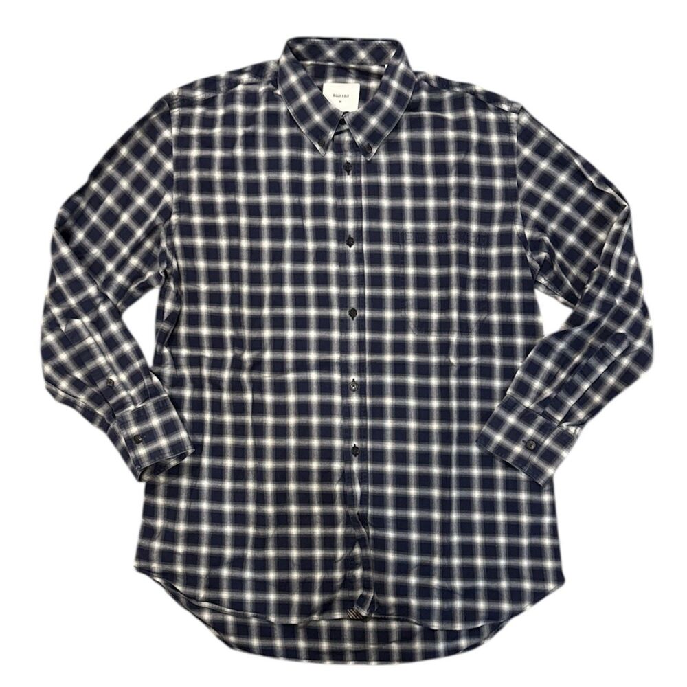 Billy Reid Men’s Standard Shirt Mens M Blue Plaid Flannel Long Sleeve Button Up